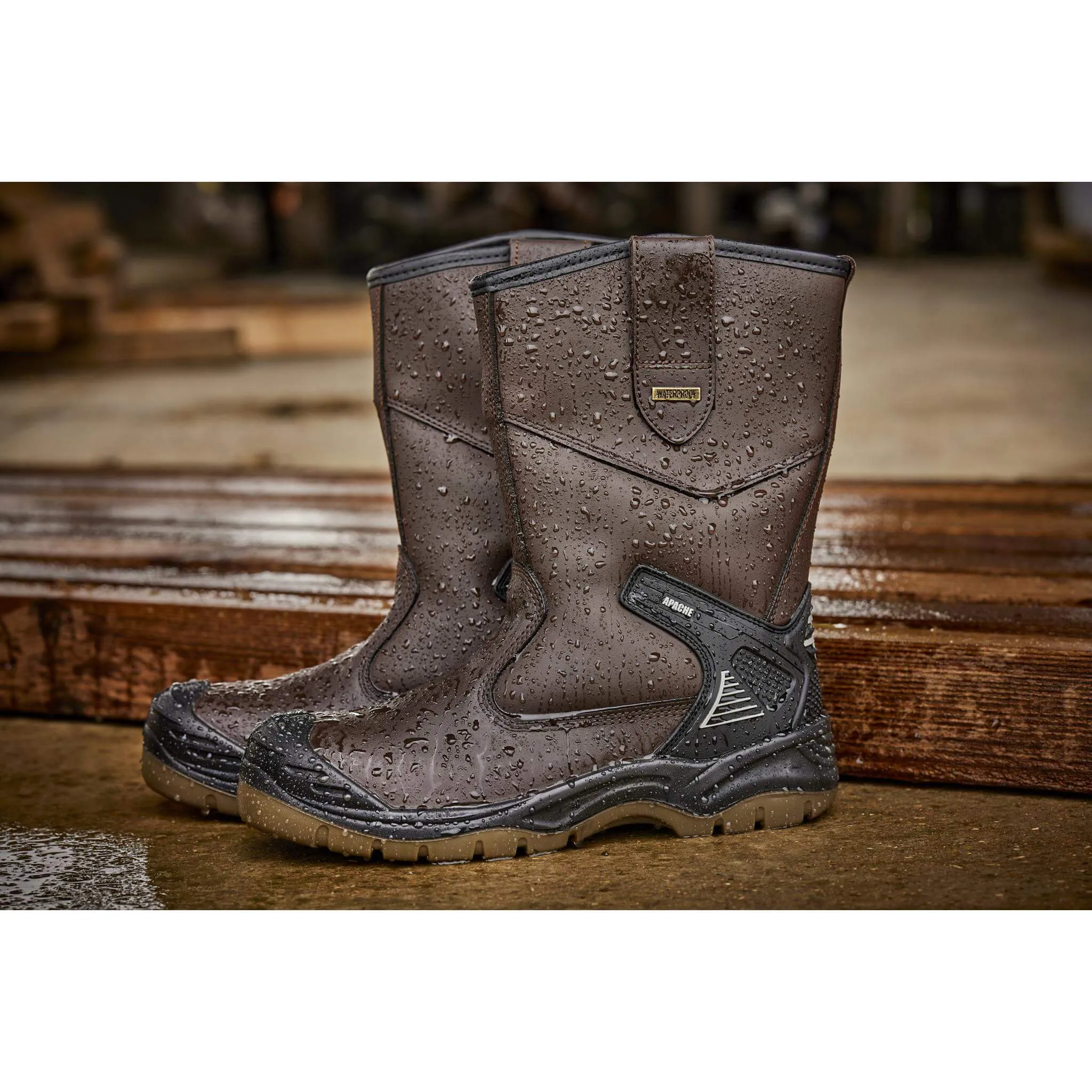 Apache AP305 Brown Waterproof Safety Rigger Boots - Sale