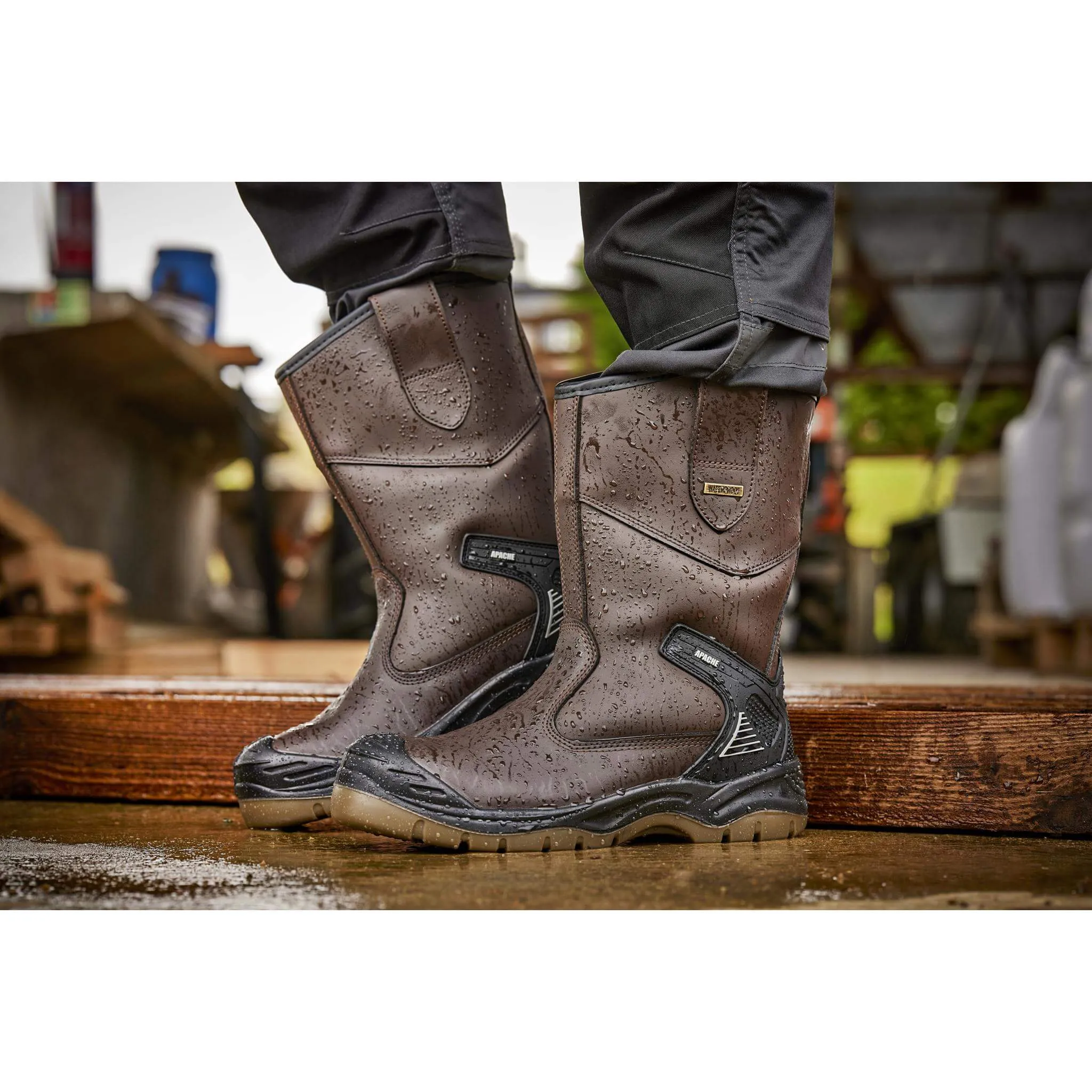 Apache AP305 Brown Waterproof Safety Rigger Boots - Sale
