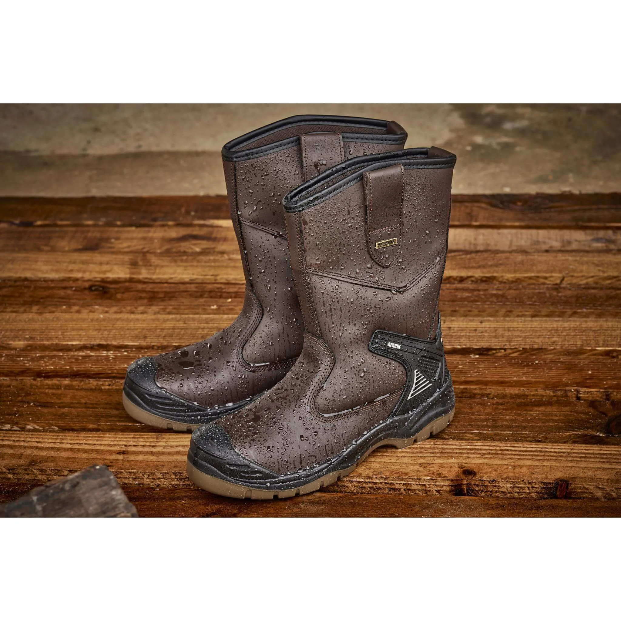 Apache AP305 Brown Waterproof Safety Rigger Boots - Sale