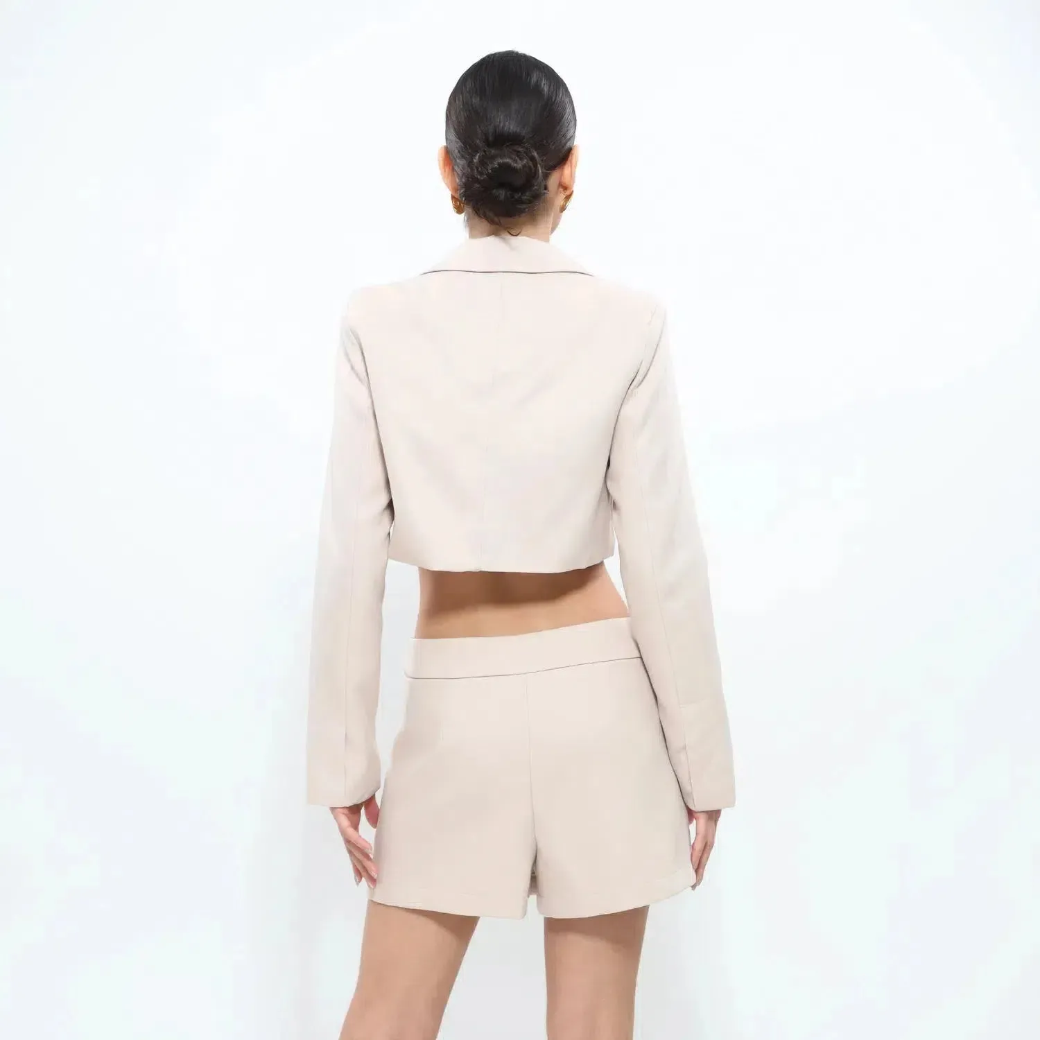 Bambù Éco Set – Cream – Cropped blazer and shorts