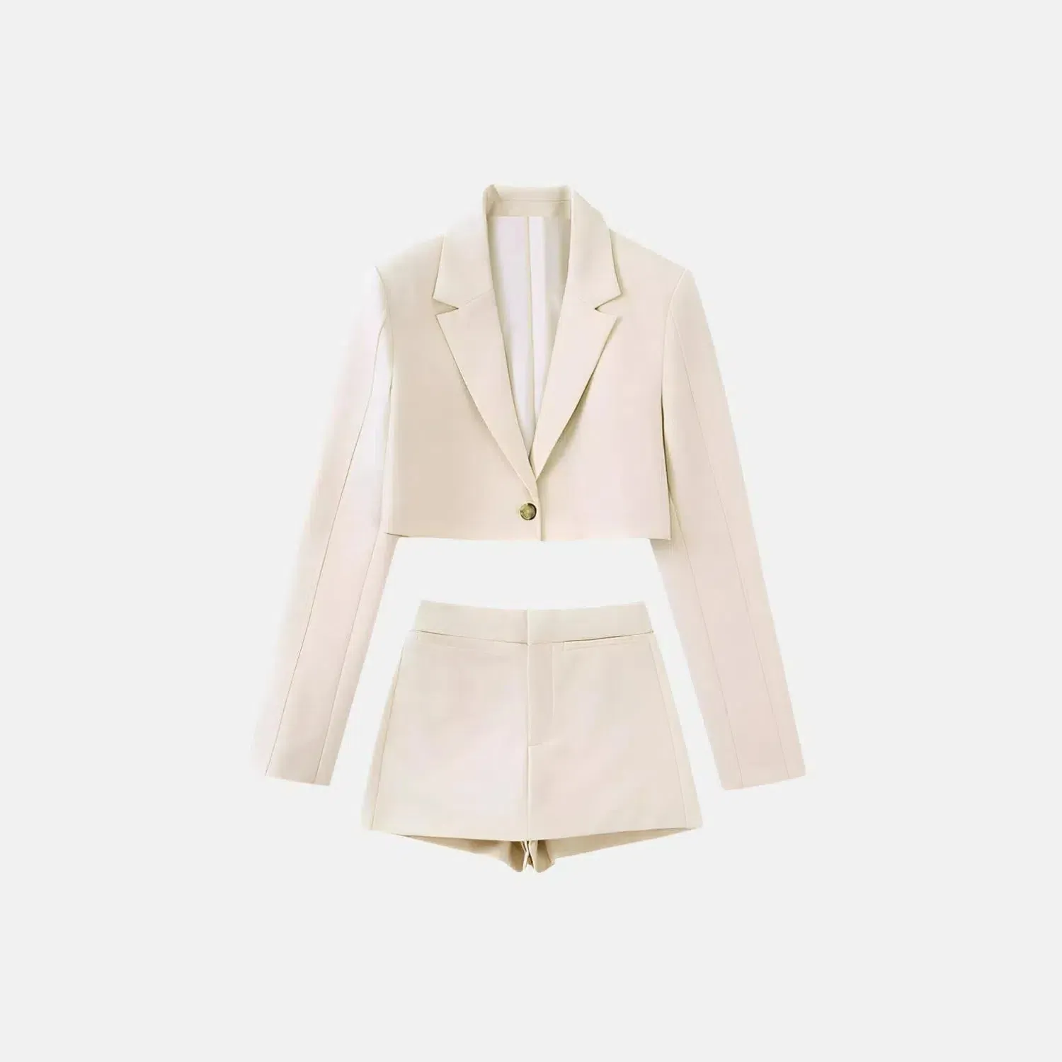 Bambù Éco Set – Cream – Cropped blazer and shorts
