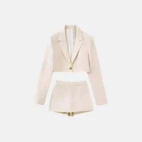Bambù Éco Set – Cream – Cropped blazer and shorts