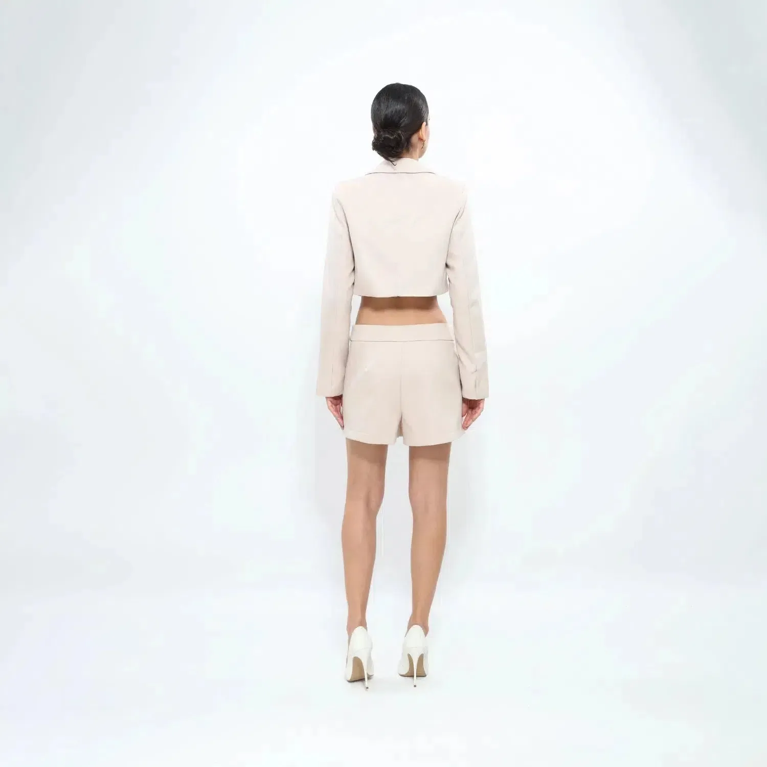 Bambù Éco Set – Cream – Cropped blazer and shorts