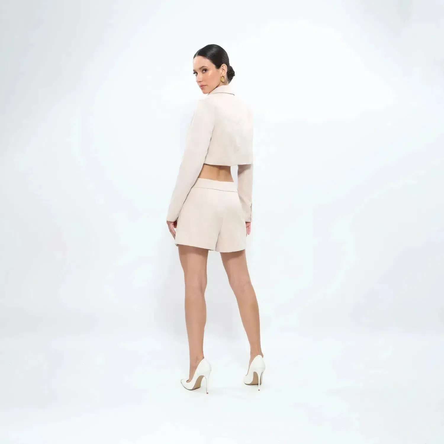 Bambù Éco Set – Cream – Cropped blazer and shorts
