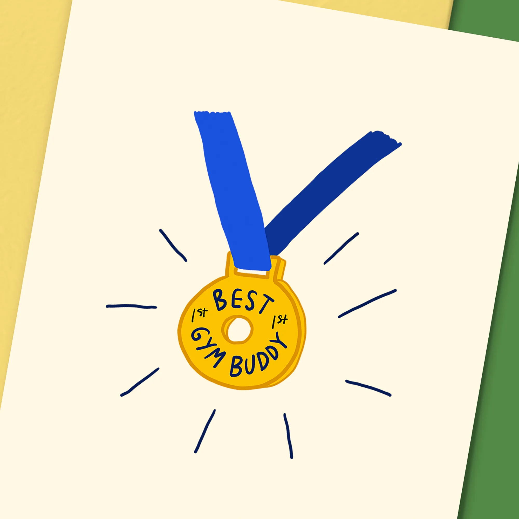 Best Gym Buddy Medal - Greeting Card