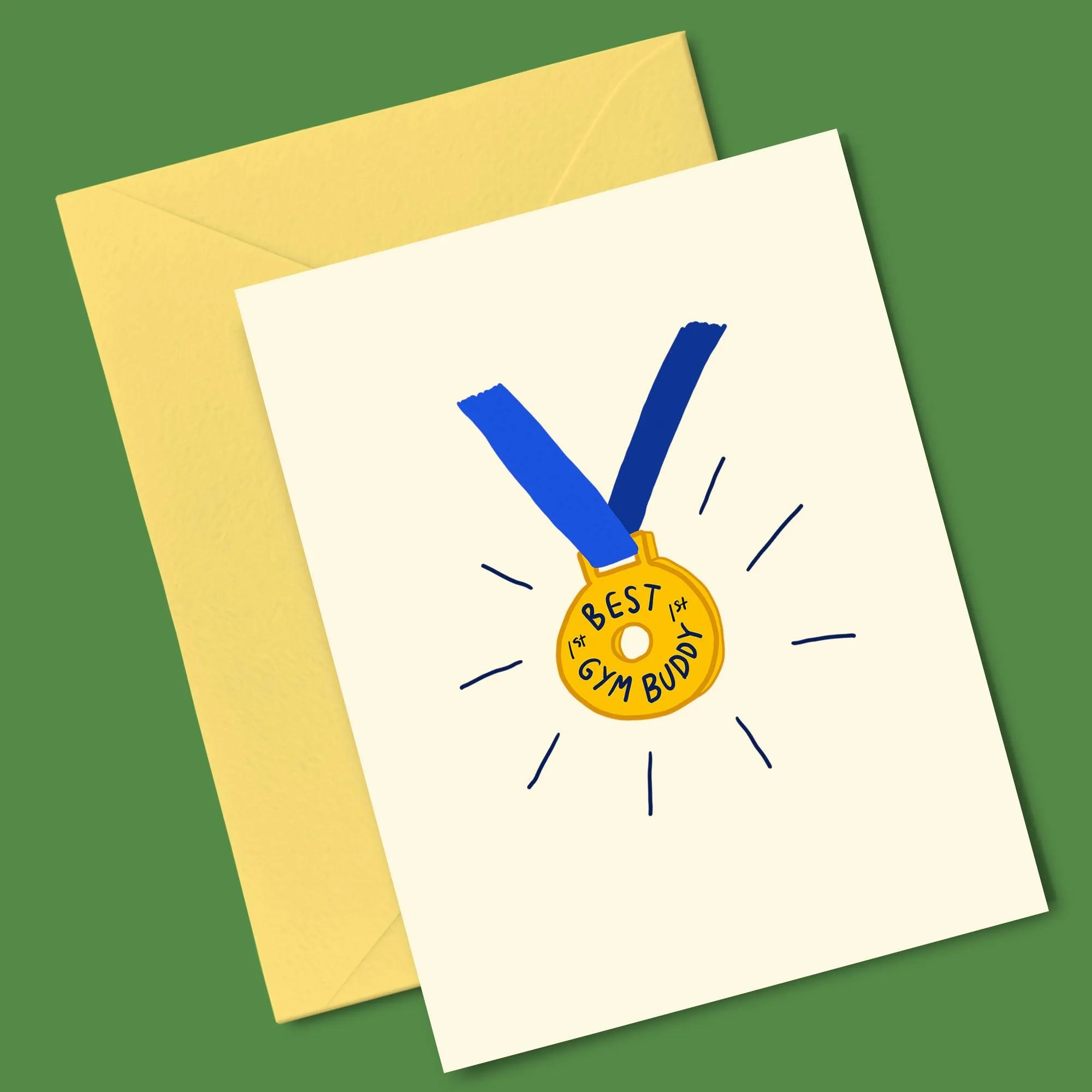 Best Gym Buddy Medal - Greeting Card