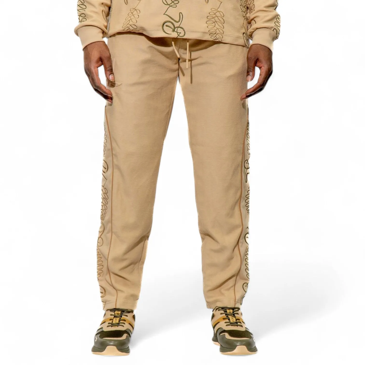 Blac leaf  Stay Strong Jacquard Beanie Khaki Olive, Stay Strong Crewneck Sweater Putty Khaki And G7 X Strong" Sneaker Outfit combo