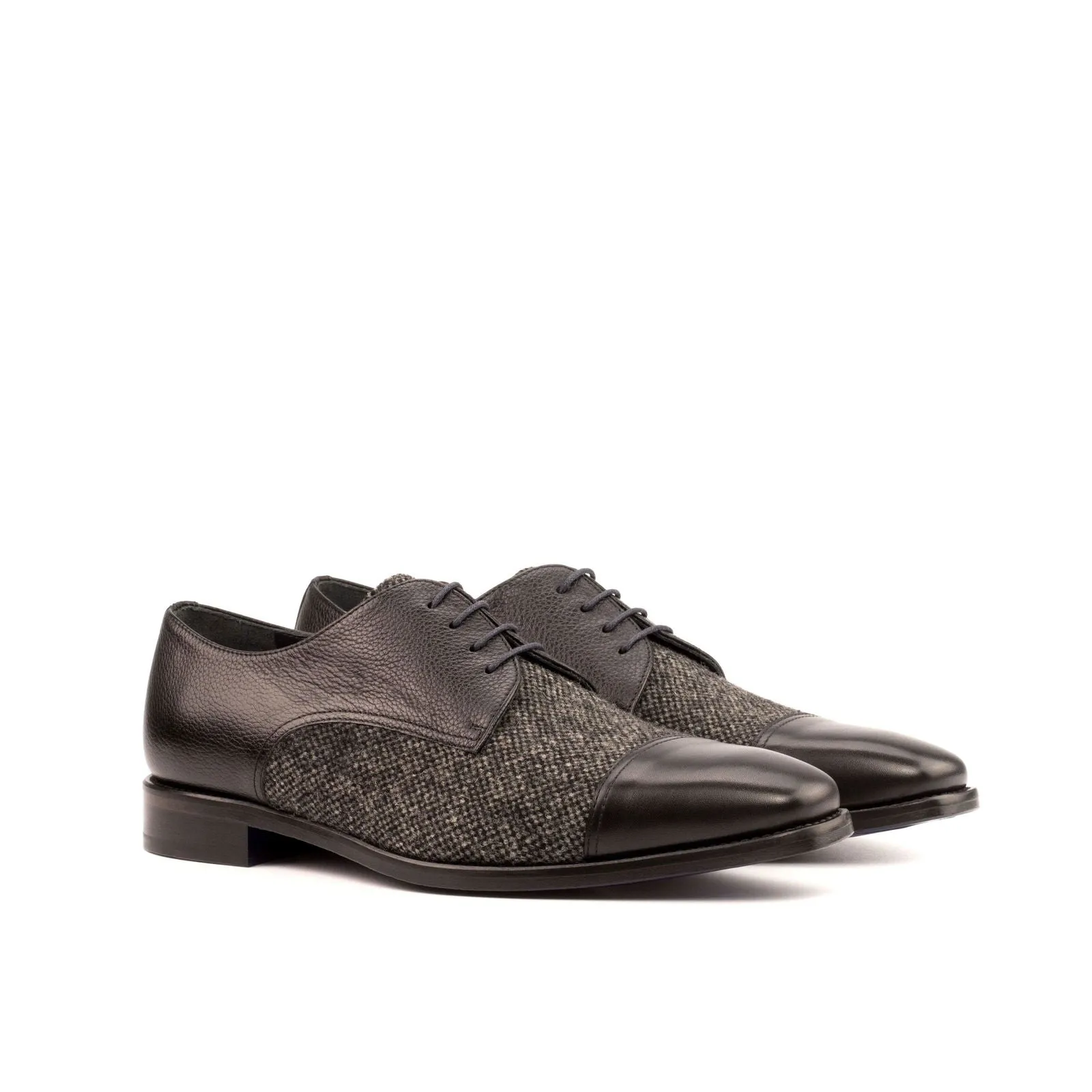 Derby-Painted Full Grain, Box Calf, Sartorial, Black, Grey-Wholesale