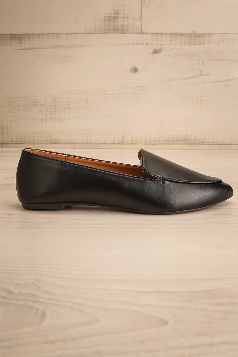Dinteranthus Black | Pointed Faux-Leather Loafers