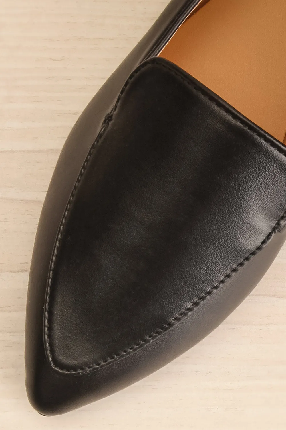 Dinteranthus Black | Pointed Faux-Leather Loafers