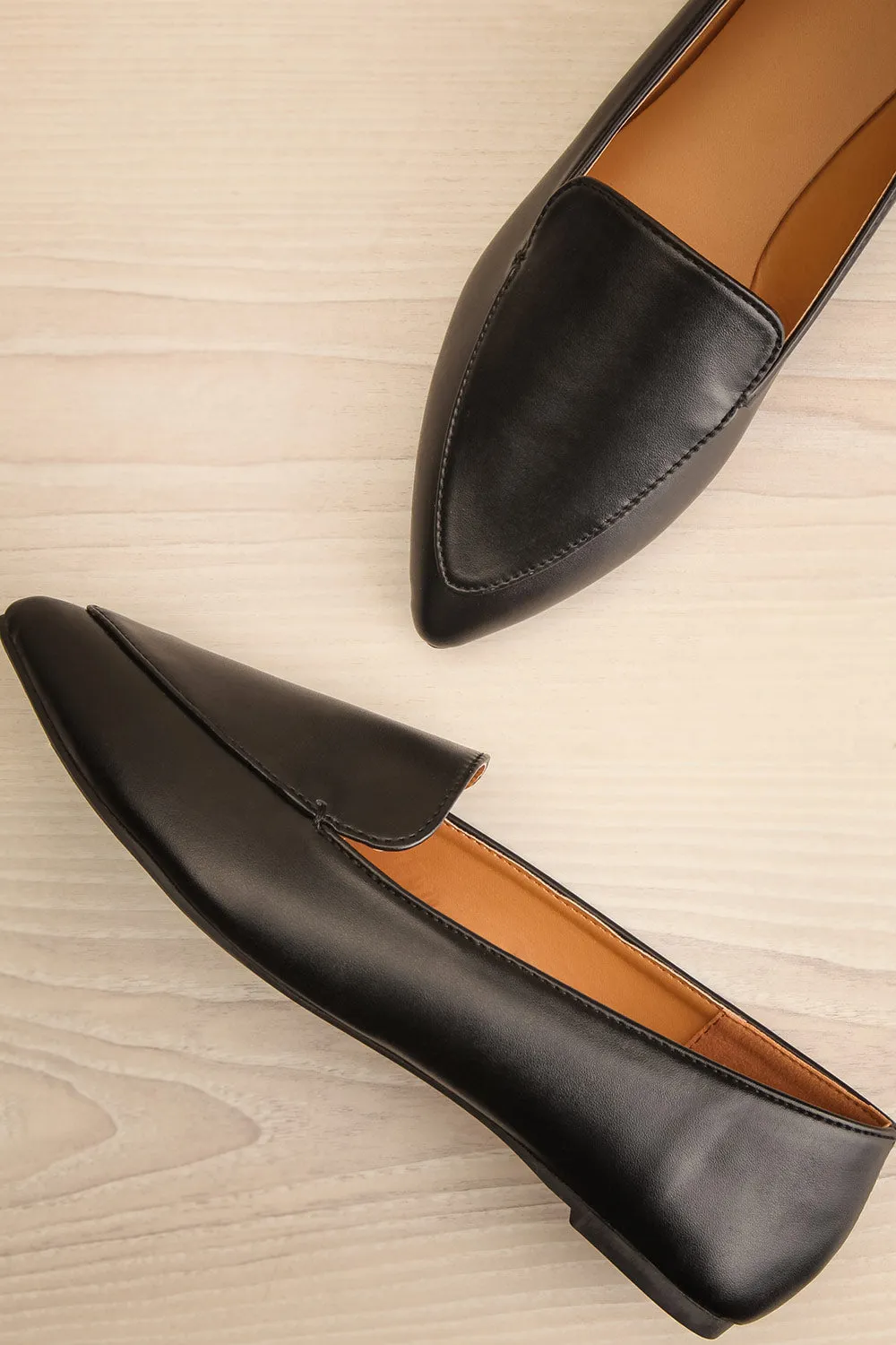 Dinteranthus Black | Pointed Faux-Leather Loafers