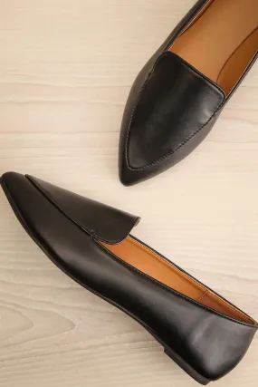Dinteranthus Black | Pointed Faux-Leather Loafers