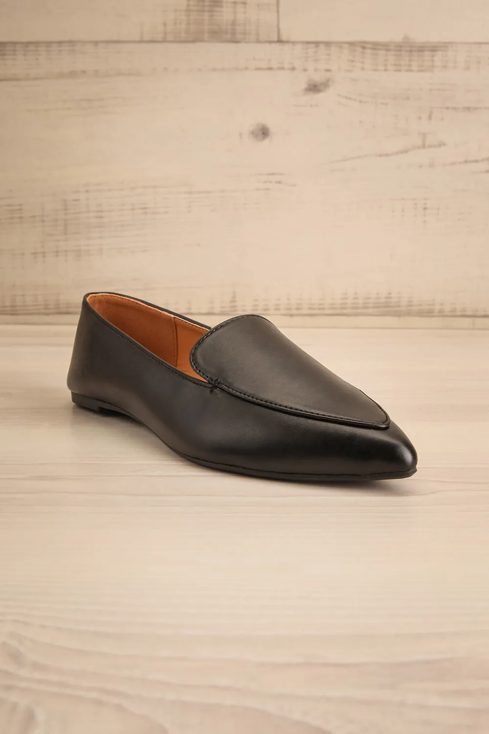 Dinteranthus Black | Pointed Faux-Leather Loafers