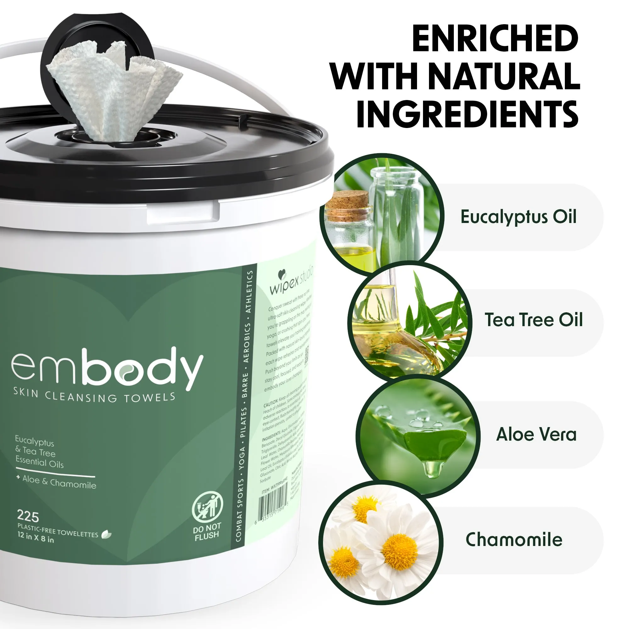 Embody™ Refreshing Natural Body Wipes | Yoga, Pilates, Jiu-Jitsu, Martial Arts | Tea Tree & Eucalyptus