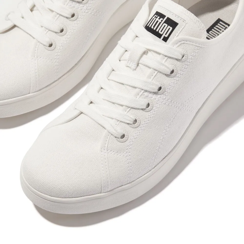 FitFlop Rally Canvas Sneaker Shoes - Urban White