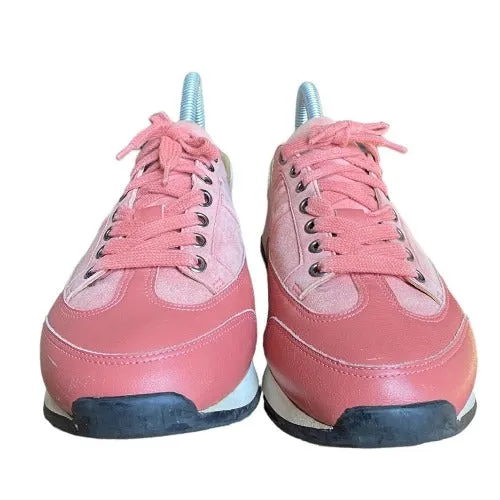 HERMES Goal Antique Pink Leather & Suede Low Sneaker, Size 39