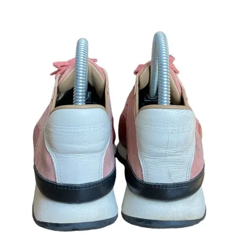 HERMES Goal Antique Pink Leather & Suede Low Sneaker, Size 39