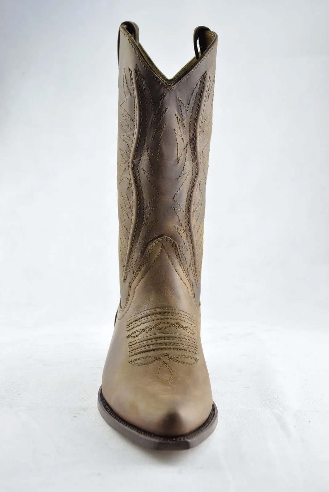 Loblan 2616 Brown Waxy Leather Cowboy Boots Hand Made Classic Biker Western 206
