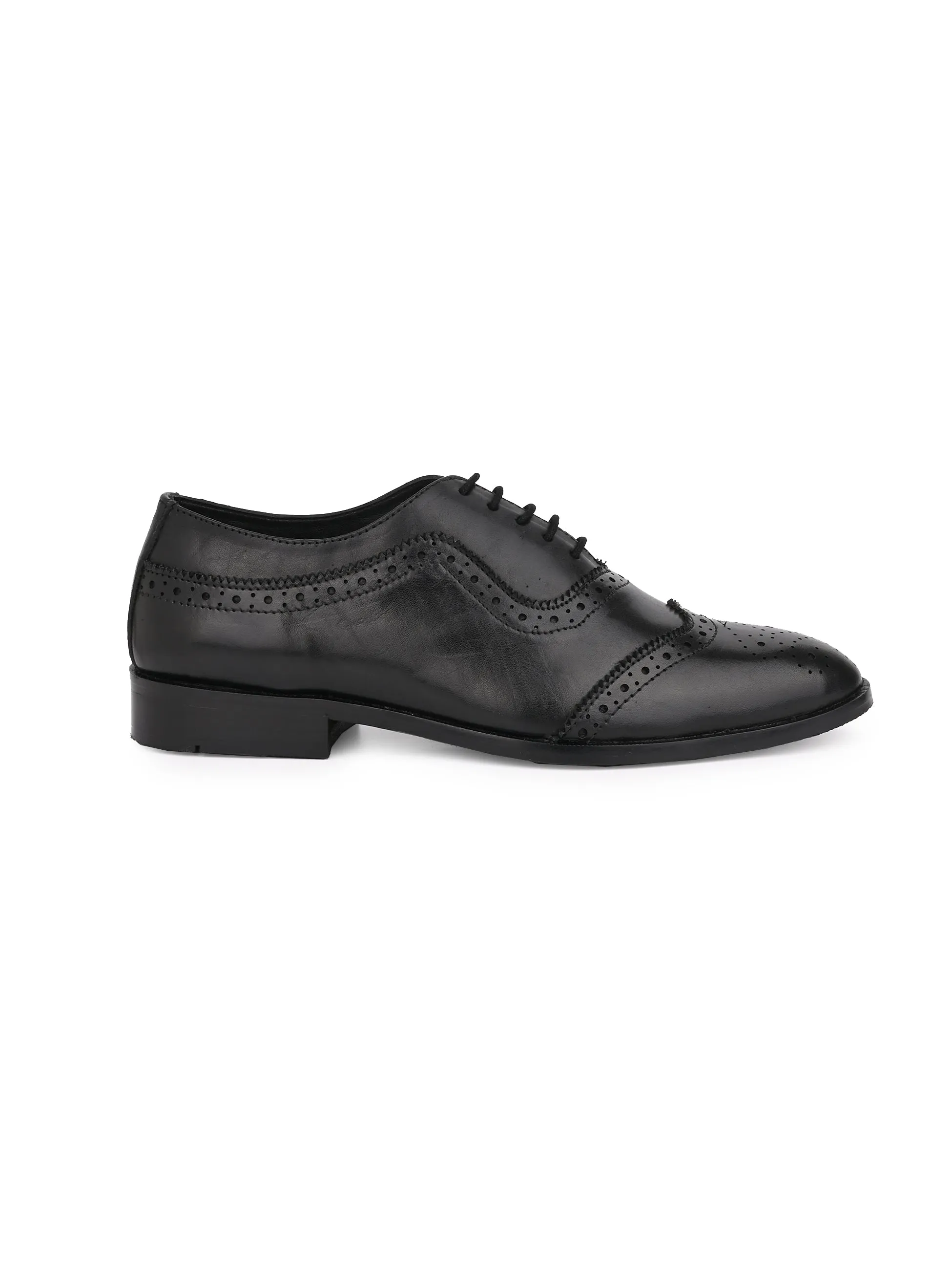 Men Black Solid Brogue Oxford Formal Shoes
