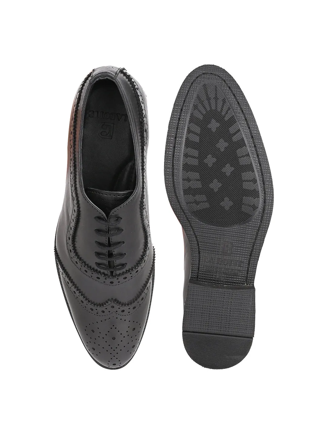 Men Black Solid Brogue Oxford Formal Shoes