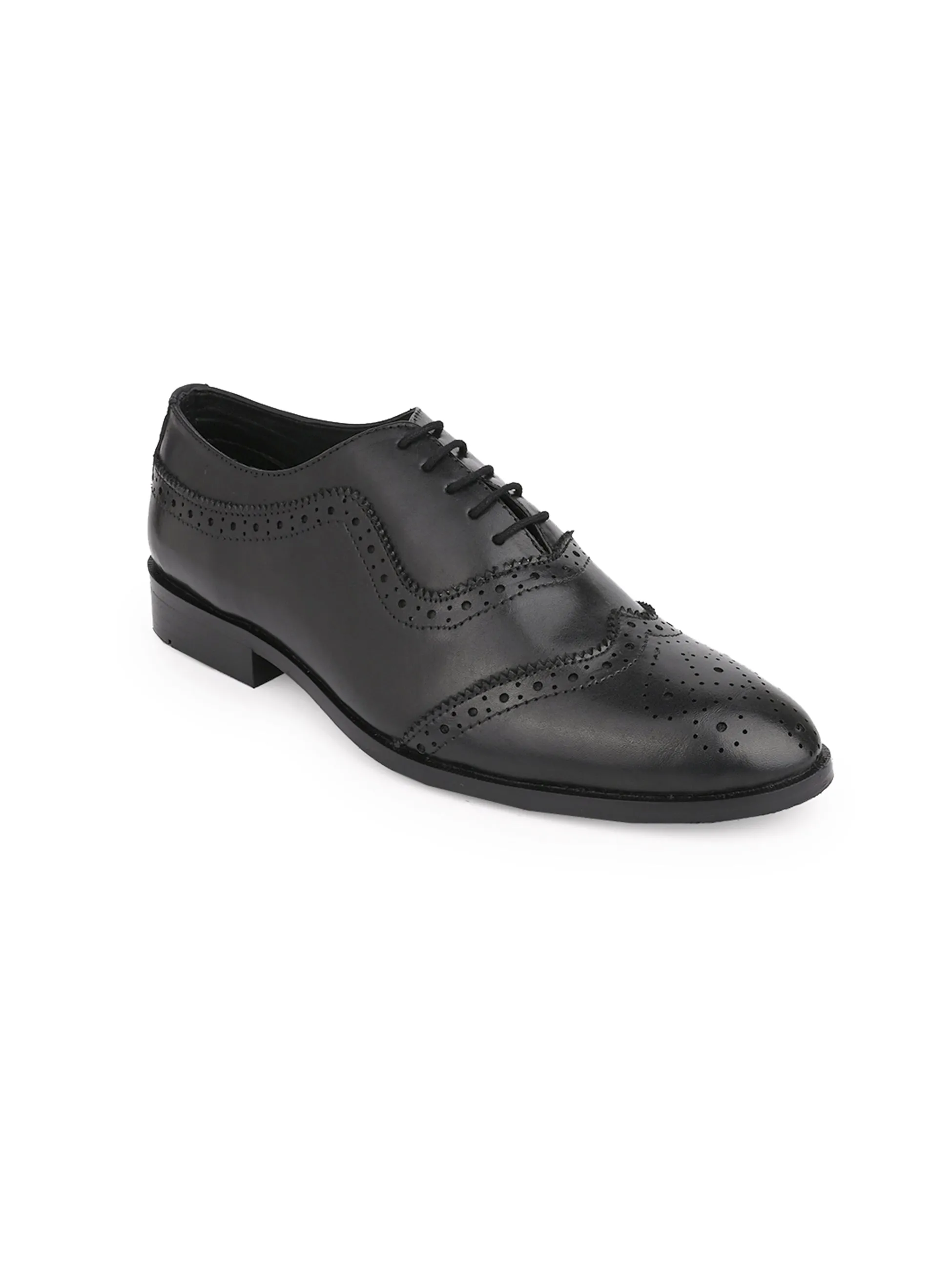 Men Black Solid Brogue Oxford Formal Shoes