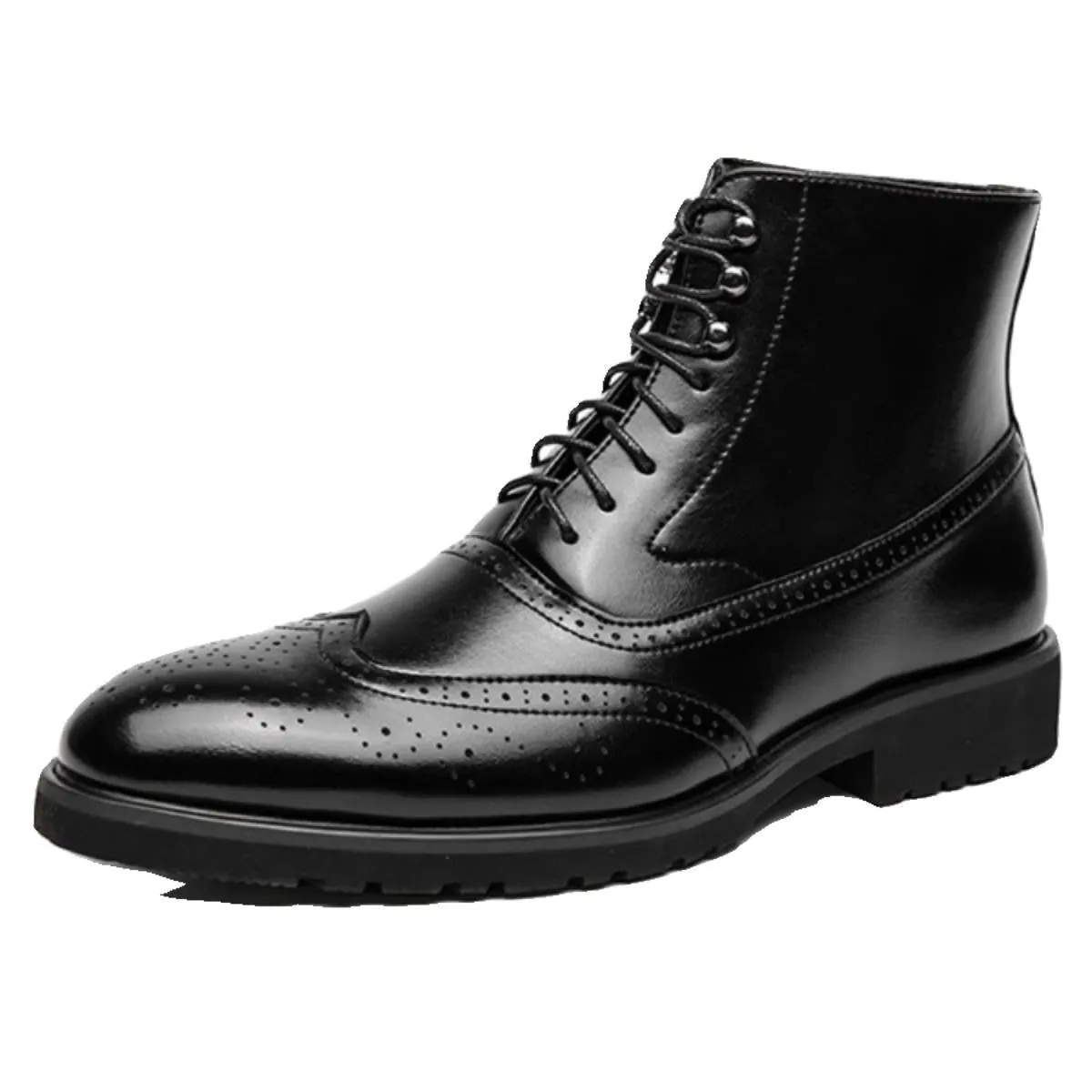 Men's Leather Thick Sole Mid-Top Shoes
