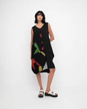 Ozai N Ku Women's Sleeveless Asymmetrical Midi Dress in Spray