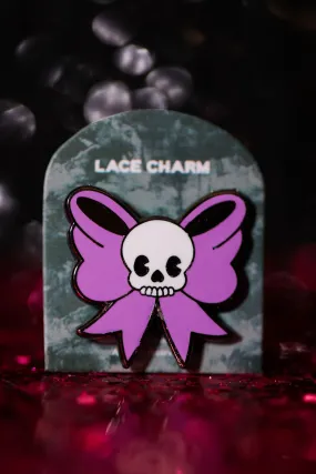 Purple Skullie Bow Lace Charm - Cute Halloween Collection