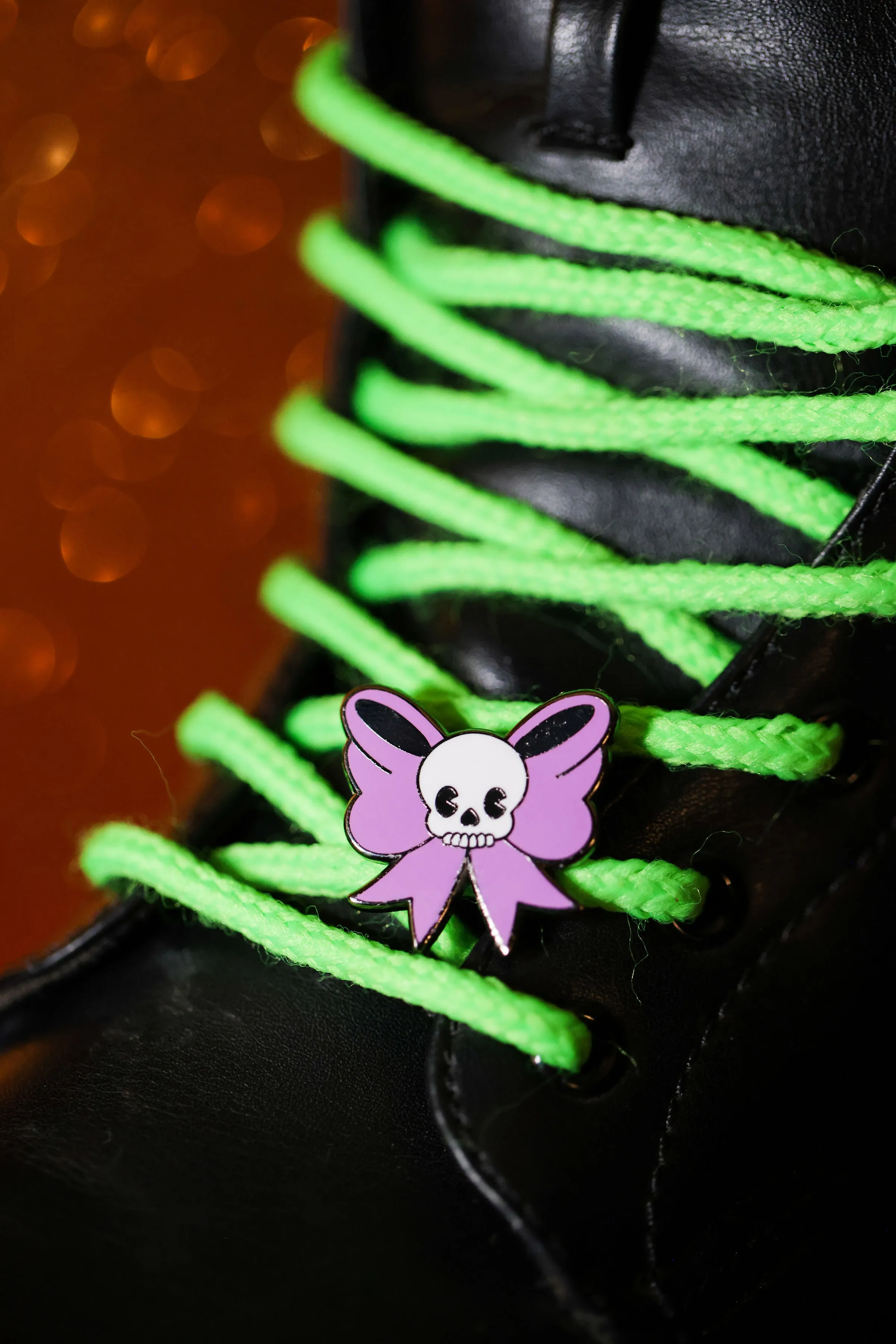 Purple Skullie Bow Lace Charm - Cute Halloween Collection