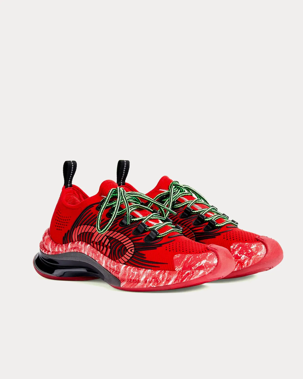 Run Technical Knit Fabric Red Running Shoes