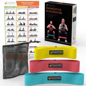 Set of 3 Fabric Non-Slip Resistance Exercise Booty Bands