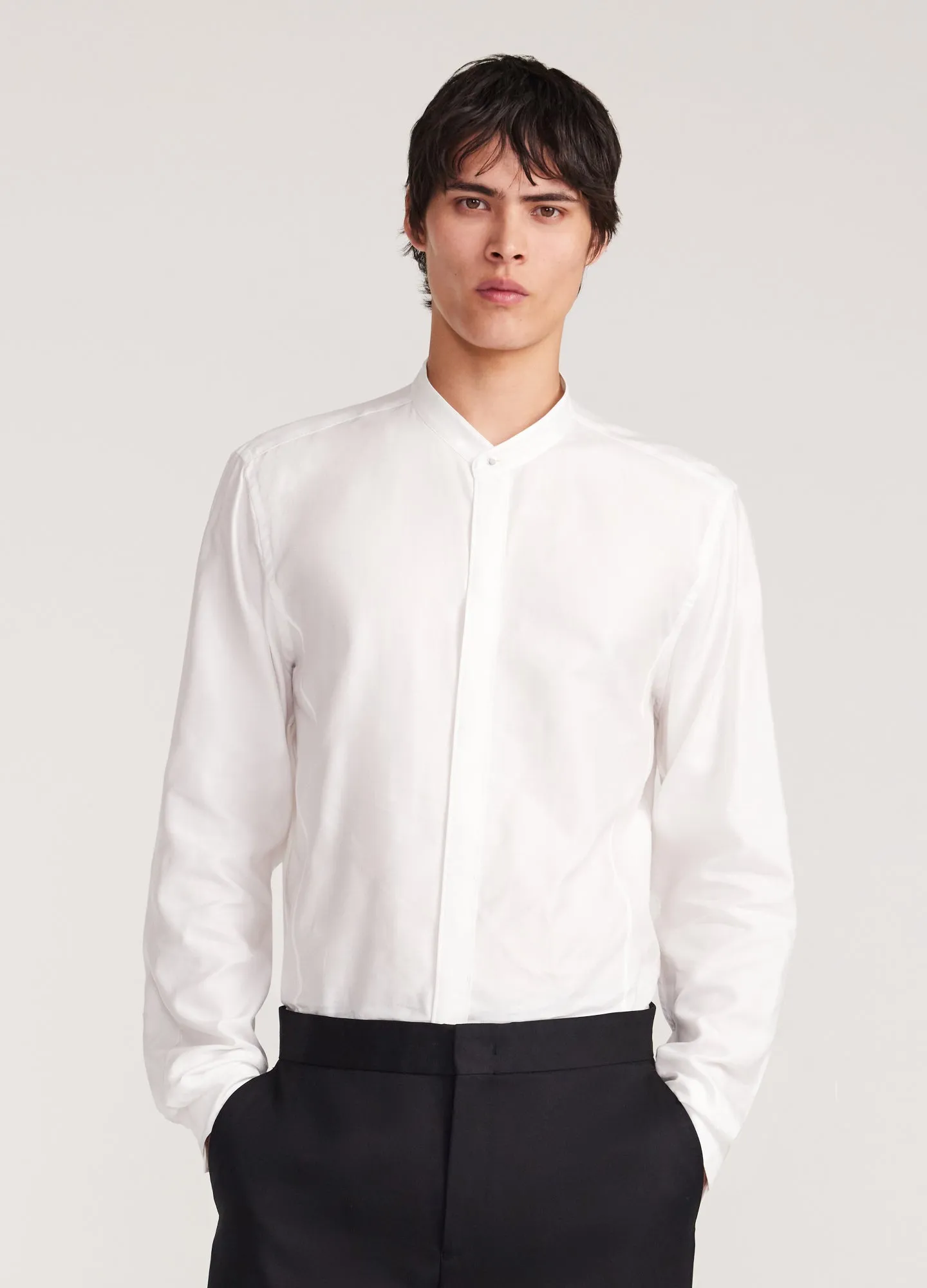 Stand Collar Soft Shirt White