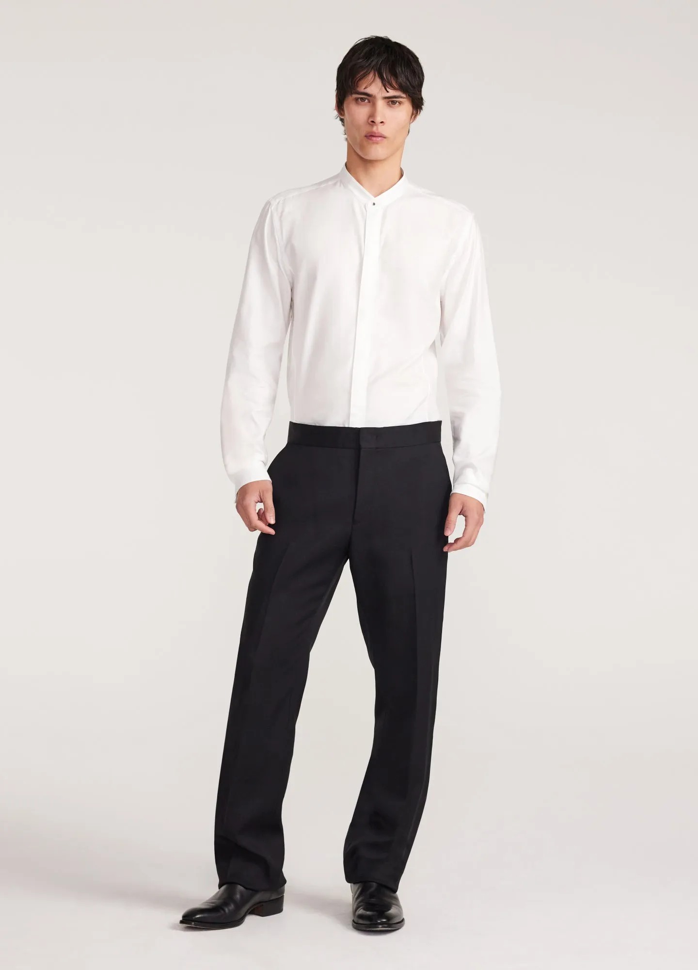 Stand Collar Soft Shirt White