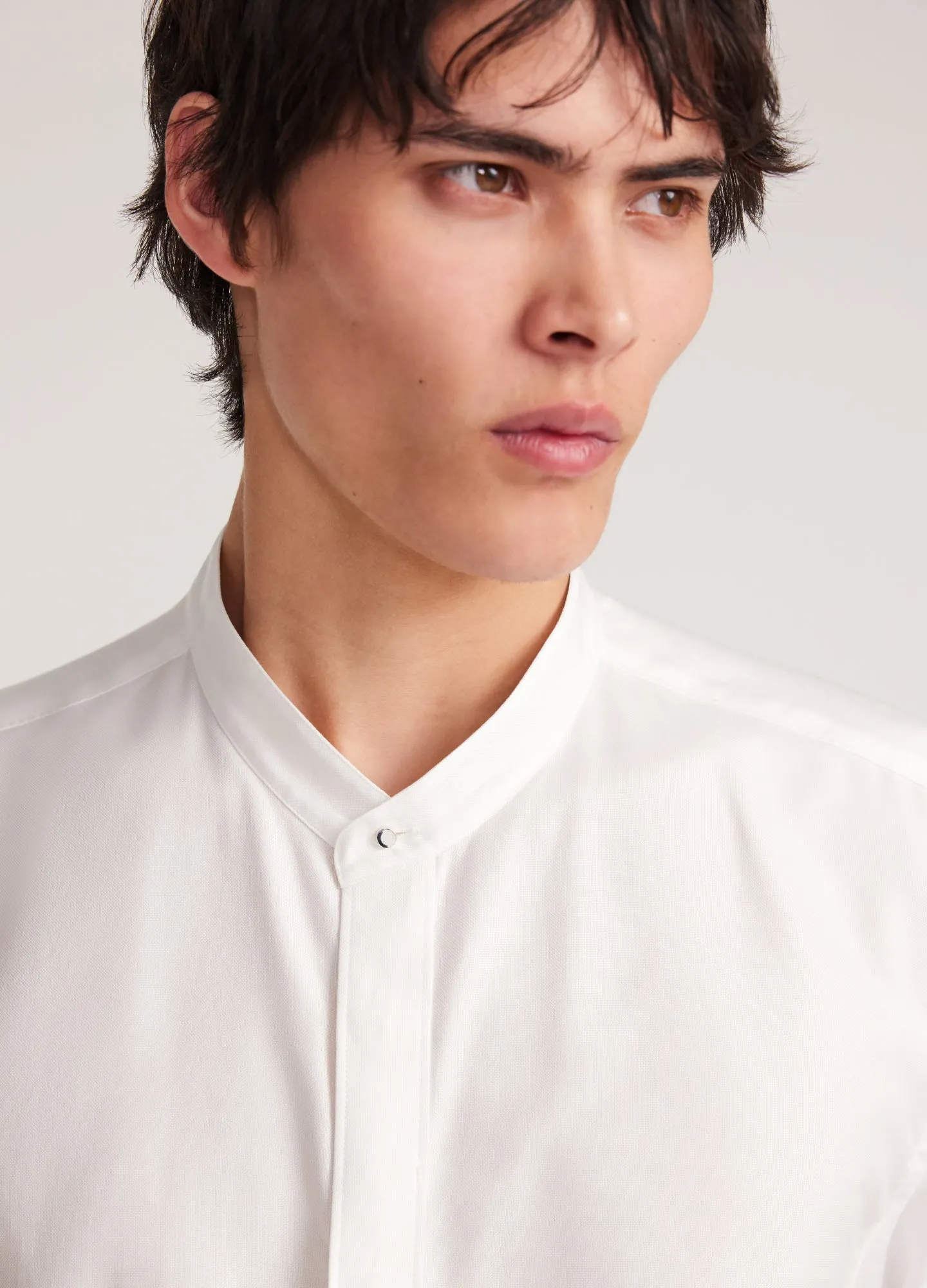Stand Collar Soft Shirt White