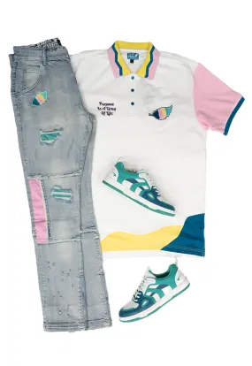 Way of Life Polo Shirt, Classic Leaf Denim Jeans and Sneakers Bundle