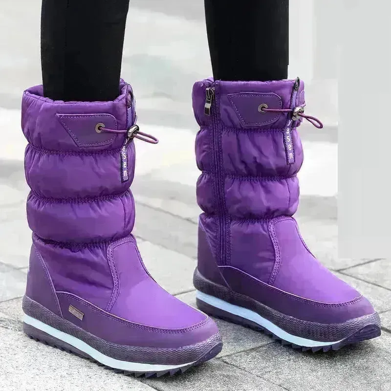 Winter New Plus Velvet Thick Cotton Shoes Thermal Middle Tube Waterproof Non-slip Boots
