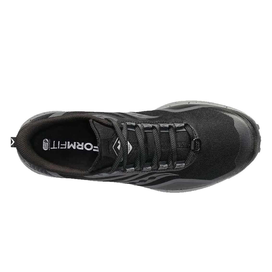 Womens Saucony Peregrine 12 (Wide) - Black / Charcoal